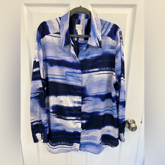 Chico's Tops - Chicos - Silky watercolor blues blouse